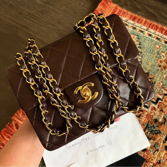 SOLD-on payment plan**Chanel Classic Vintage Mini Square Brown Single Flap Bag - Picture 5 of 10